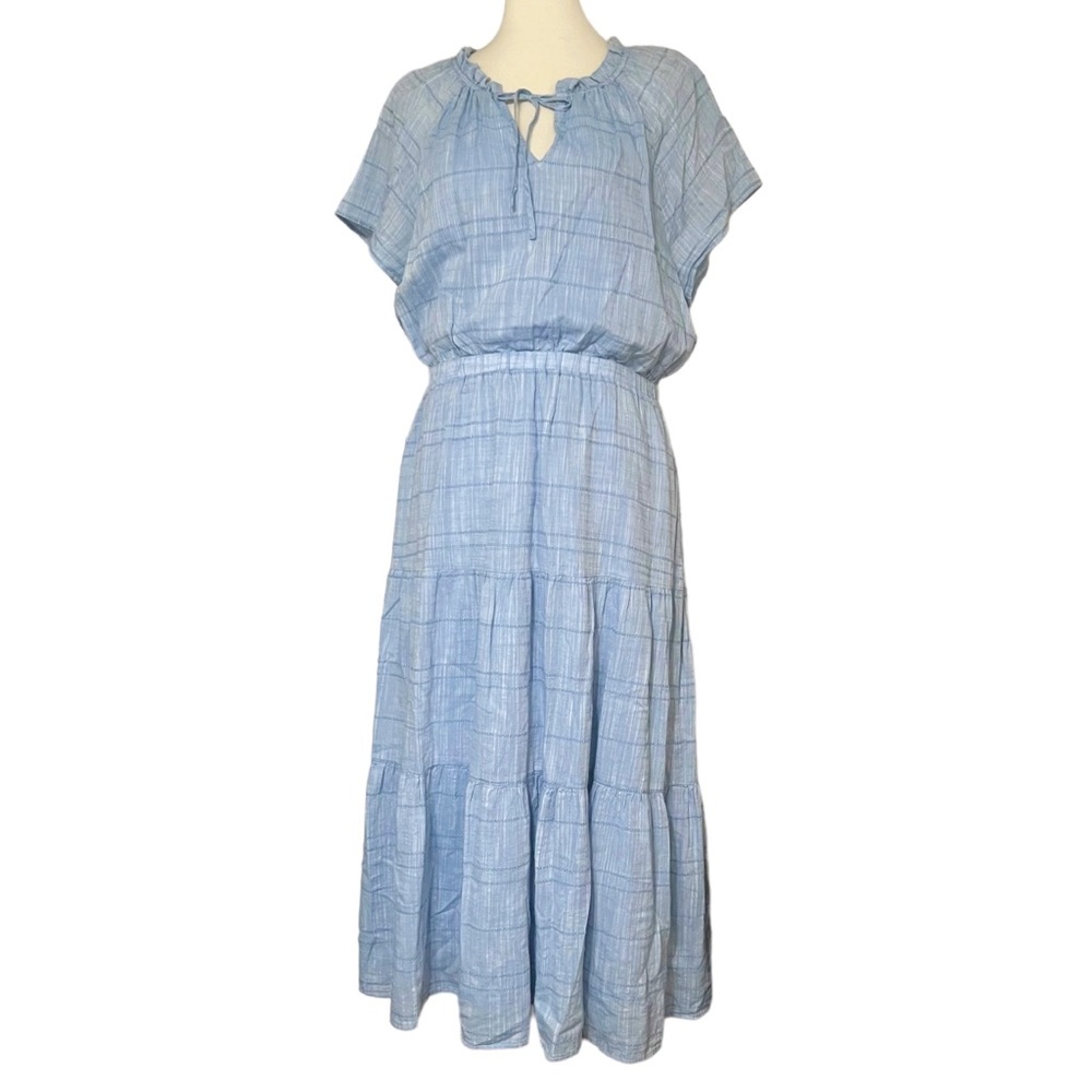 Cloth & Stone Sweet Tiered Maxi‎ Dress Short Sleeve Blue
